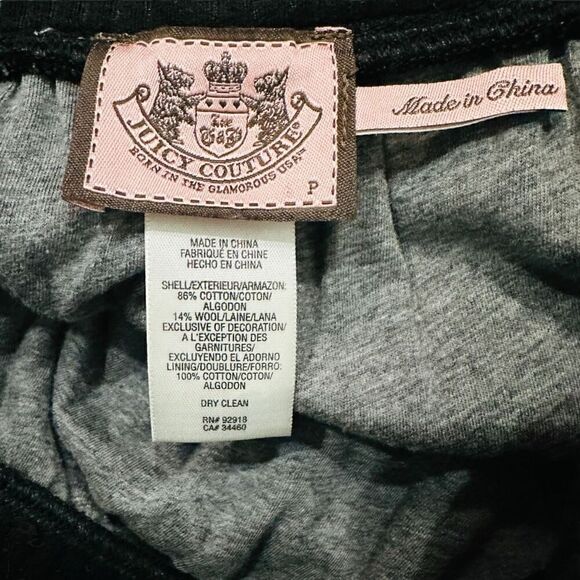 JUICY COUTURE Gray Grey Black Plaid Wool Cotton Elastic Waist Pull On Y2K Vibes - Picture 4 of 4
